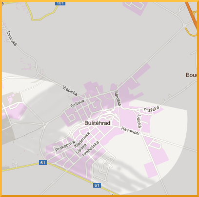 Orientační pokrytí signálem internetu sítě skvely.net pro město Buštěhrad